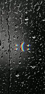 Minimalist sad emoji with rainbow glitch on black background.
