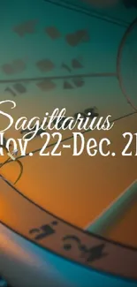 Sagittarius zodiac sign on vibrant cosmic wallpaper.