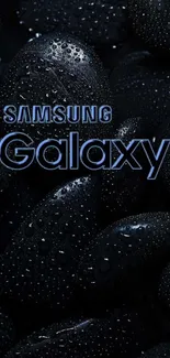 Elegant Samsung Galaxy wallpaper with black stones and water droplets.