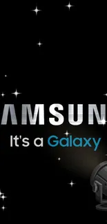 Samsung Galaxy wallpaper with stars and spotlight effect on a black background.