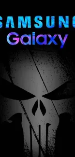 Samsung Galaxy wallpaper with skull design on a black background.