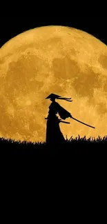 Samurai silhouette against a full moon.