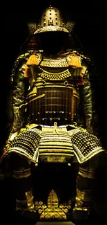 Golden samurai armor on a dark background.