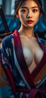 Samurai-inspired female warrior with a katana.