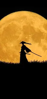 Samurai silhouette against a full moon.