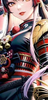 Samurai-themed anime art with intricate details and vibrant colors.