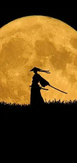 Samurai silhouette against a full moon.