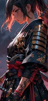 Samurai warrior with katana in anime art style