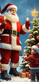 Santa Claus Christmas Day Red Live Wallpaper