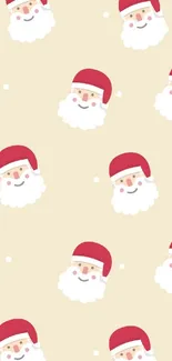 Mobile wallpaper with Santa pattern on beige background.