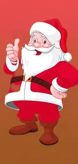 Santa Claus in red giving a thumbs up with a cheerful background.