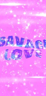 Savage Love pink sparkle wallpaper with glittery stars.