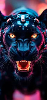 Scary Black Panther On Pink Background Live Wallpaper