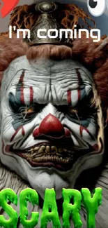 Scary clown wallpaper with chilling horror theme.