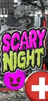 Scary Night theme with tech and design art in purple and green accents.