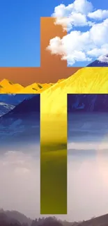 Cross overlay with a mountain and sky backdrop highlighting spiritual beauty.