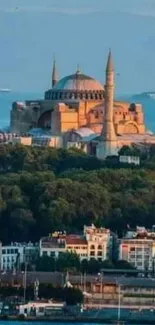 Beautiful Hagia Sophia in Istanbul at sunset.