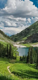 Mountain landscape with a serene lake.