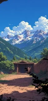 Mountain landscape with clear blue sky.