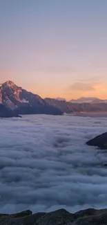 Mountain sunrise panorama with clouds.