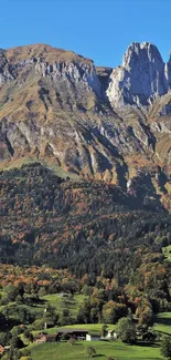 Majestic mountain view with green meadows.