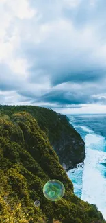 Stunning view of ocean cliffs under dynamic sky.