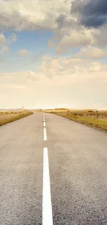 Open road under cloudy sky wallpaper.