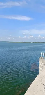 Peaceful river under a clear blue sky.