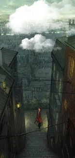 Scenic urban street with cityscape view, perfect for mobile wallpaper.