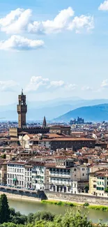 A picturesque view of Florence, showcasing historical buildings and a bright sky.