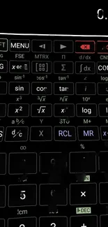 Sleek scientific calculator wallpaper with illuminated keys.