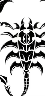 Black and white scorpion tribal design mobile wallpaper.