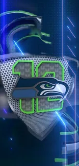 Seattle Seahawks blue neon theme mobile wallpaper.