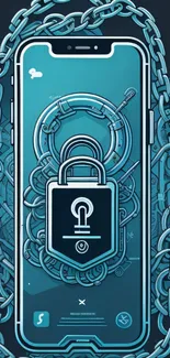 Mobile wallpaper with secure lock and chain design.
