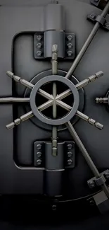 Vault door illustration mobile wallpaper with dark gray tones.