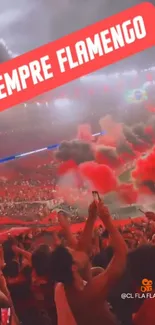 Vibrant Flamengo stadium celebration with passionate fans.