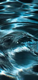 Aqua blue wave patterns creating a serene mobile wallpaper design.