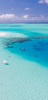 Aerial view of tropical beach with turquoise water on mobile wallpaper.