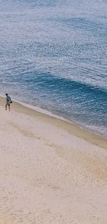 Serene beach scene with gentle waves and sandy shore.