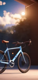 Sleek road bicycle in sunset light, perfect for cycling lovers.