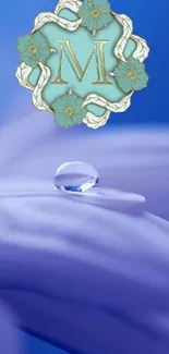 Blue flower petal with water droplet, serene nature wallpaper.