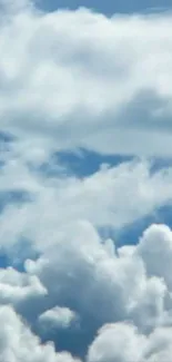 Mobile wallpaper showing blue sky with fluffy white clouds, creating a serene atmosphere.