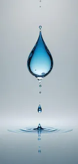 Blue water droplet art on serene background.