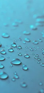 Blue water droplets with a calming aqua background.