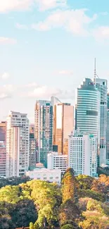 Brisbane skyline with river view and cityscape in daylight.