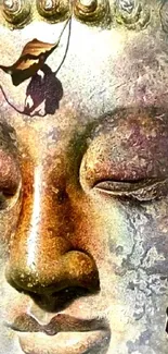 Serene Buddha art wallpaper with earthy tones.