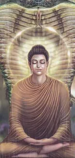 Serene Buddha meditating under a cobra canopy.