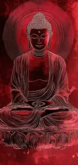 Buddha sitting with red background