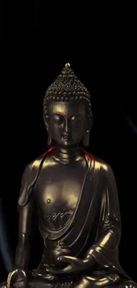 Serene Buddha statue with dark background wallpaper.