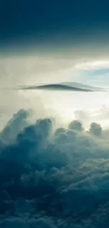 Serene cloudscape with soft blue hues and a tranquil sky view.